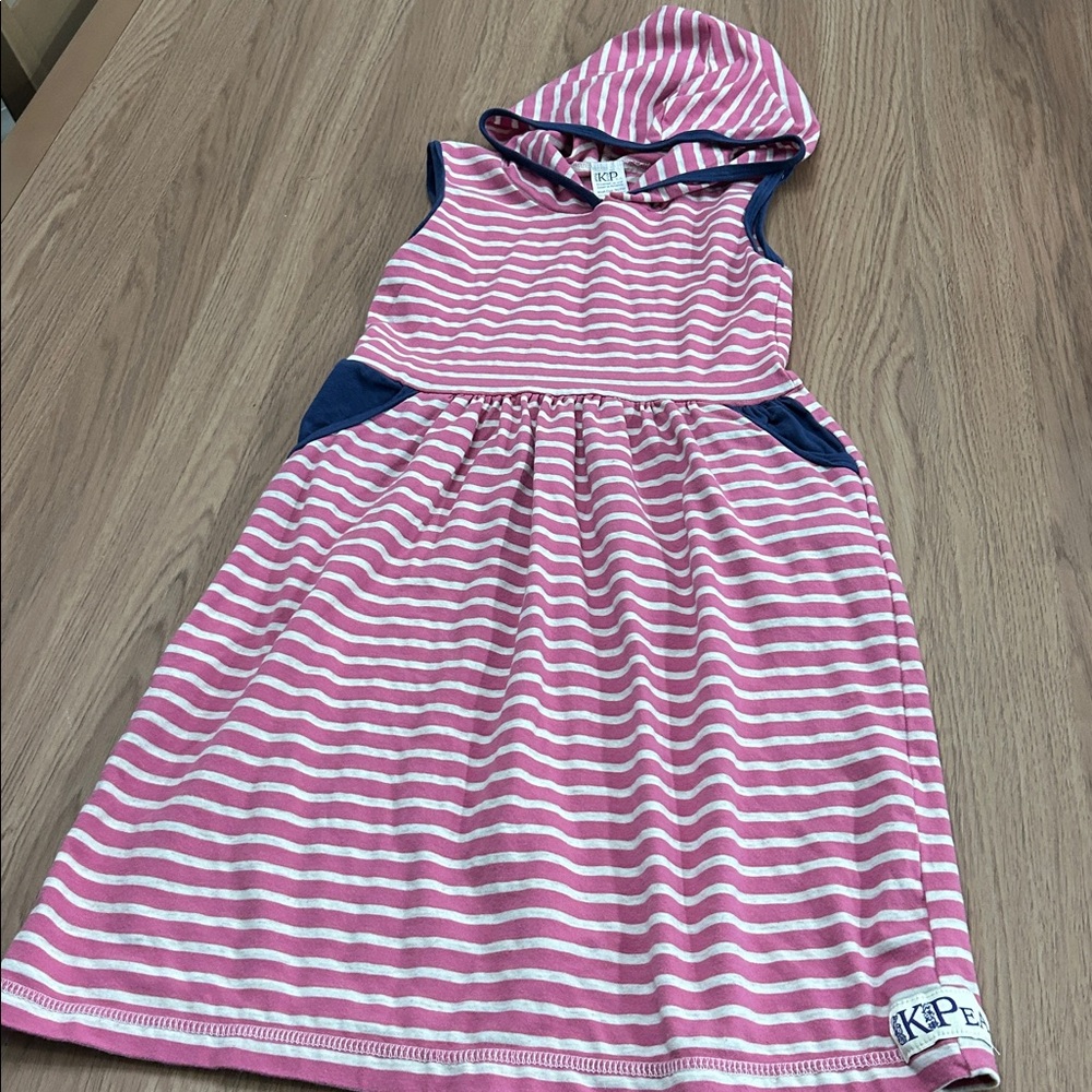 KPea Fruit Dress Size 10 purple, striped stretchy hooded dress k7129
